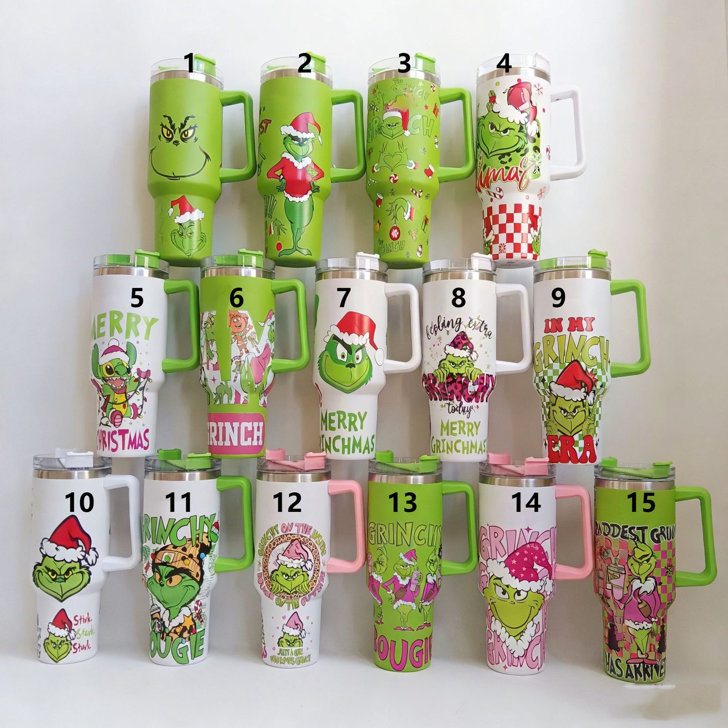 40OZ Grinch  Stainless Steel Tumblers in 15 designs can add Logo  For Wholesalers